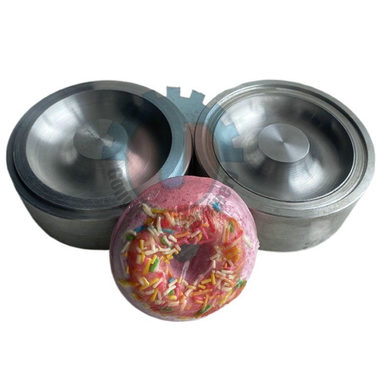 Máquina de fabricação de bolas de bomba de banho Meia esfera de metal de 65 mm com molde de banho de bolha de borda laminada